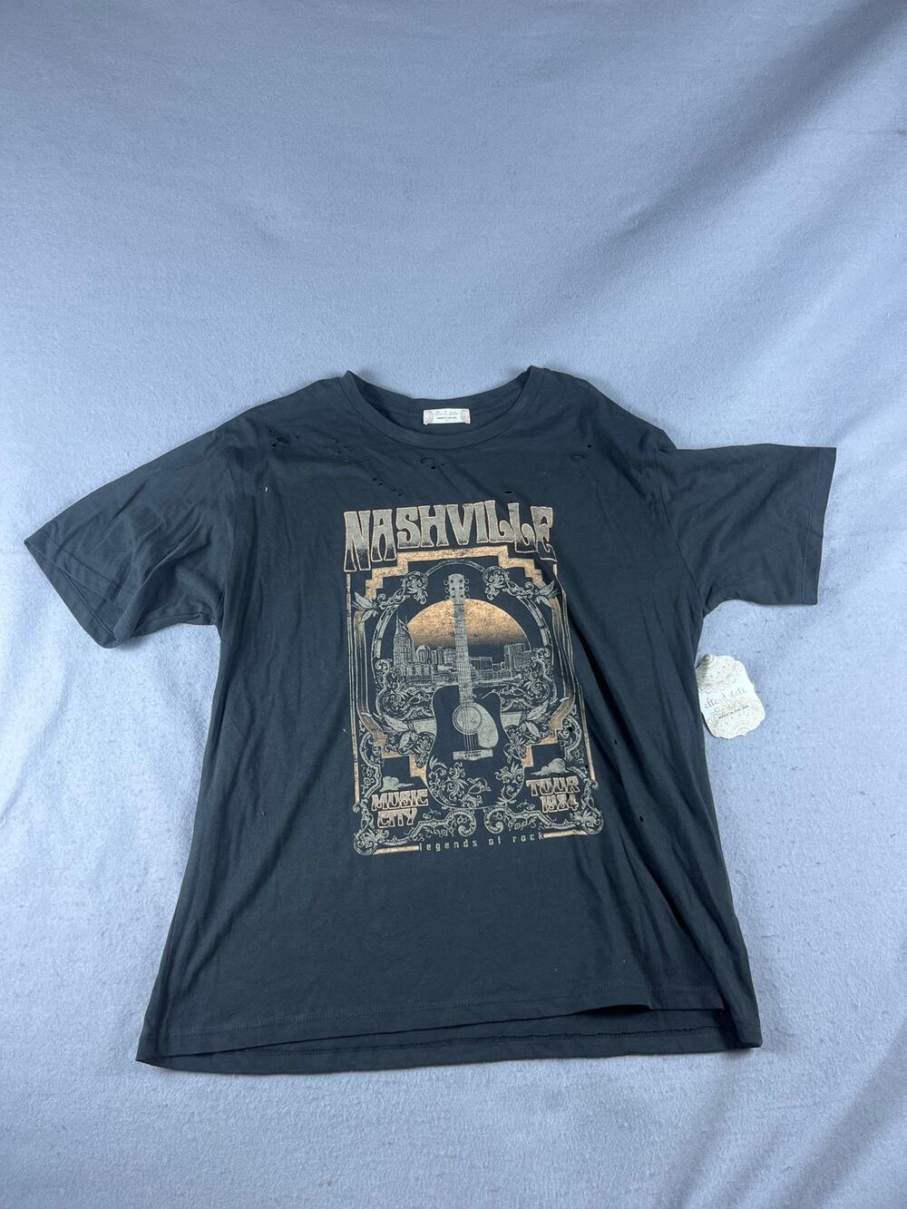 Altar'd State T-Shirt Adult M Black Distressed Nashville Rock Grunge Graphic Tee